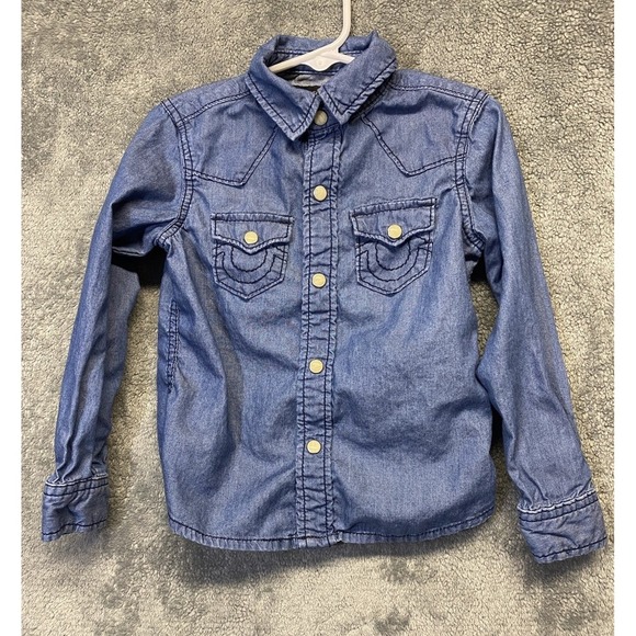 True Religion Georgia  4T Jean Denim Long Sleeve Shirt - Picture 1 of 12